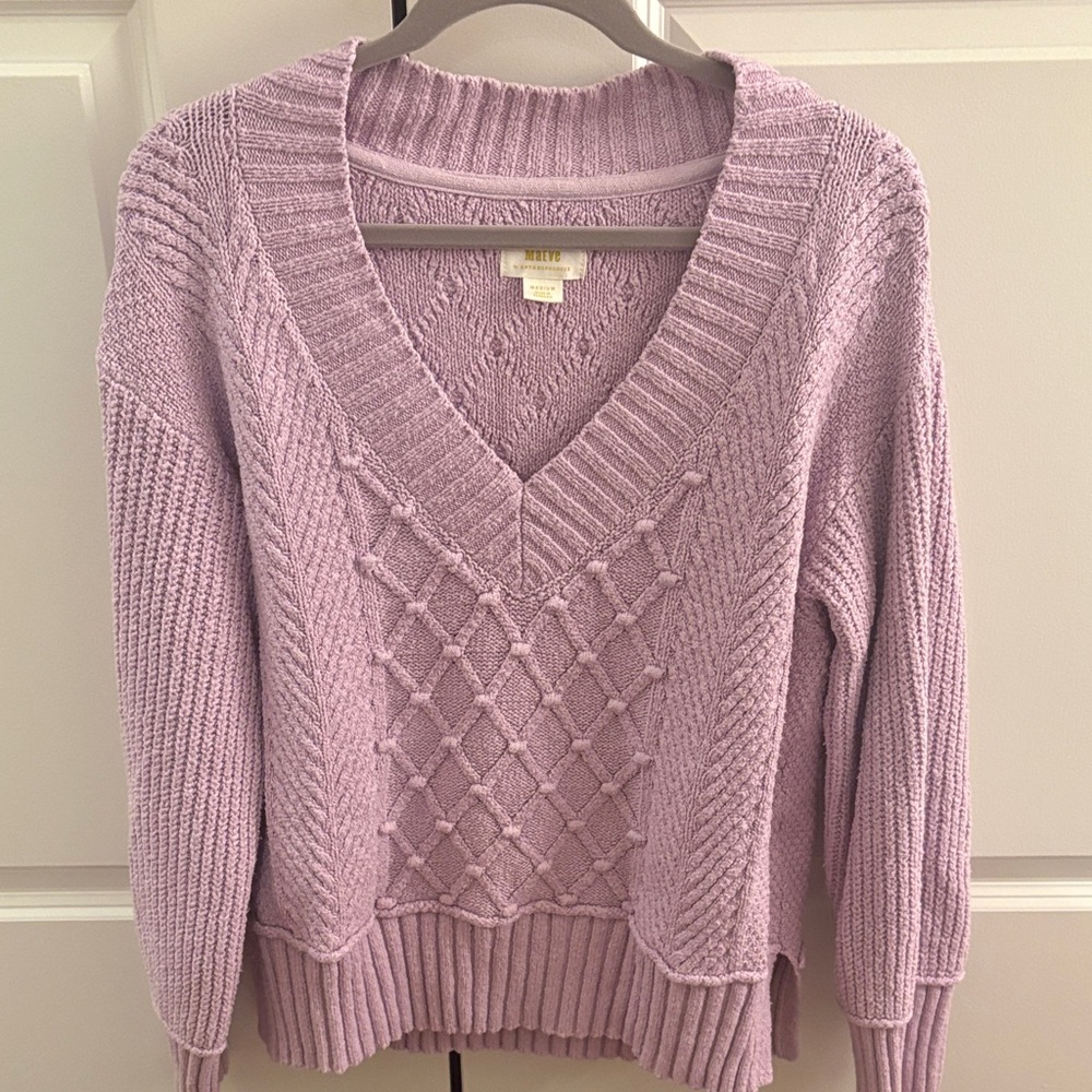 Anthropologie Lavender V-Neck Sweater